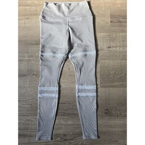 Alo Seamless High-Waist‎ Two Tone Ribbed Gray & White Striped Contour Legging XS